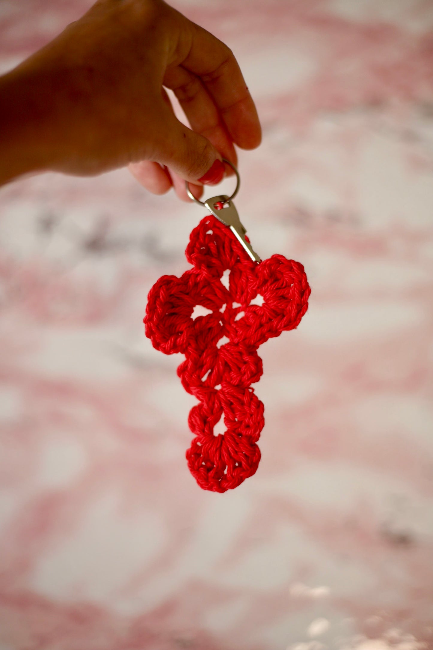 Crochet Cross Key Chain