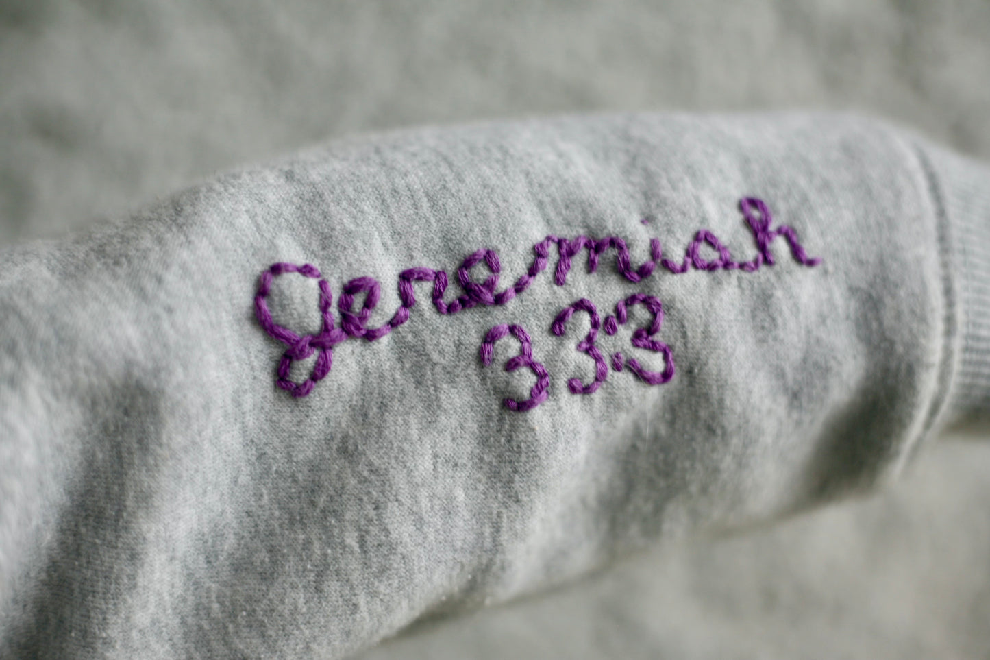 Hand Embroidered Jeremiah 33:3 Crewneck