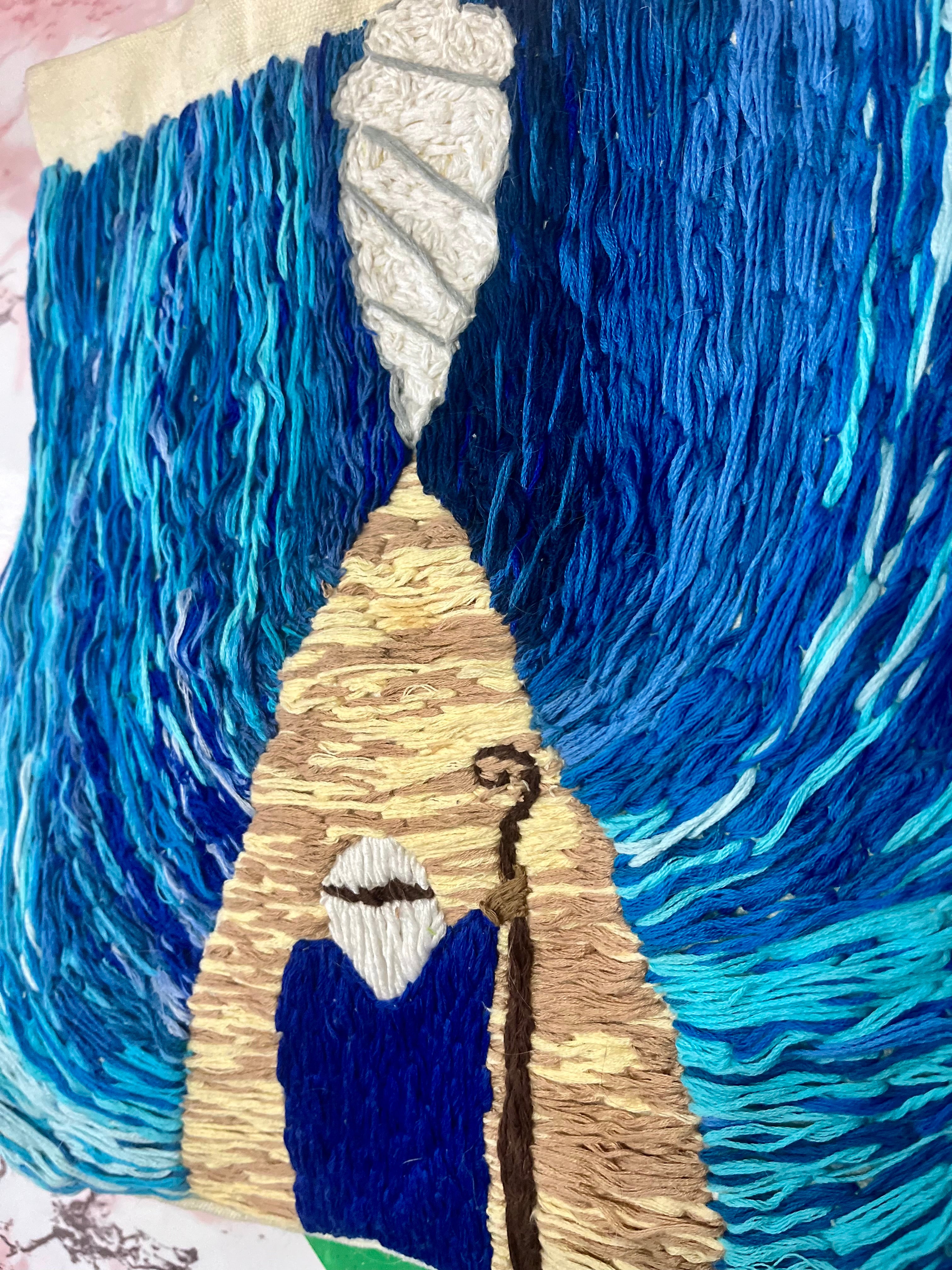 “Moses Splitting The Red Sea”Hand Embroidered Tote Bag- A Depiction of Exodus 14