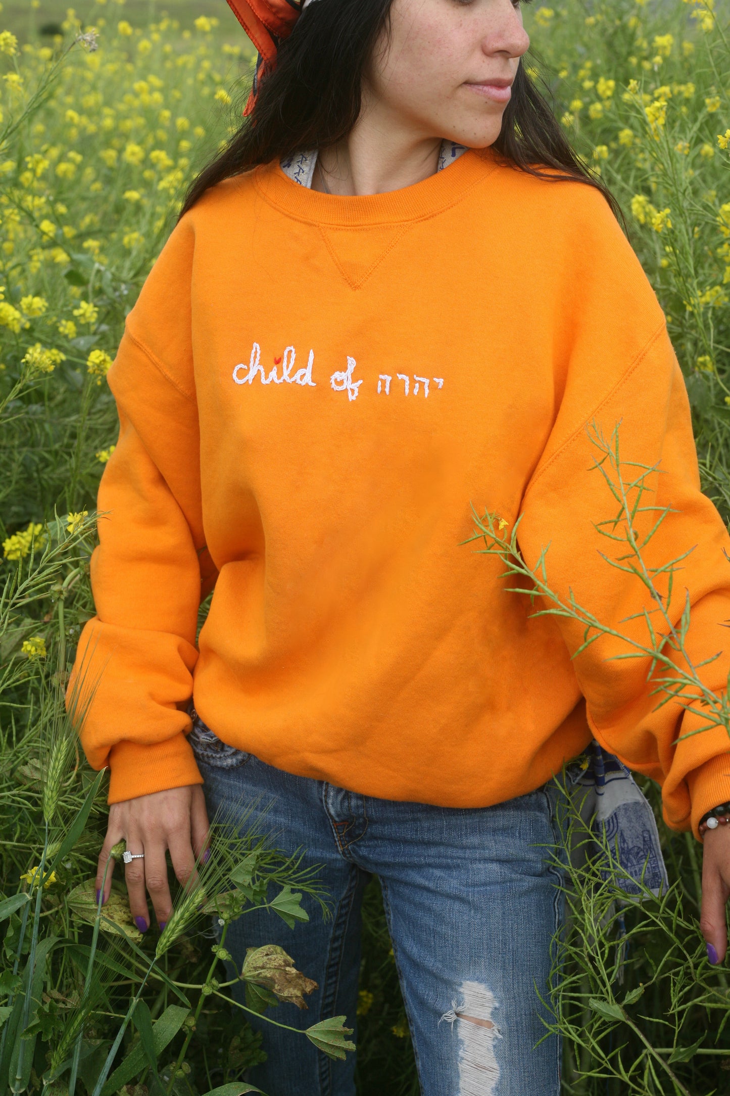 Child of יהרה Hand Embroidered Crewneck