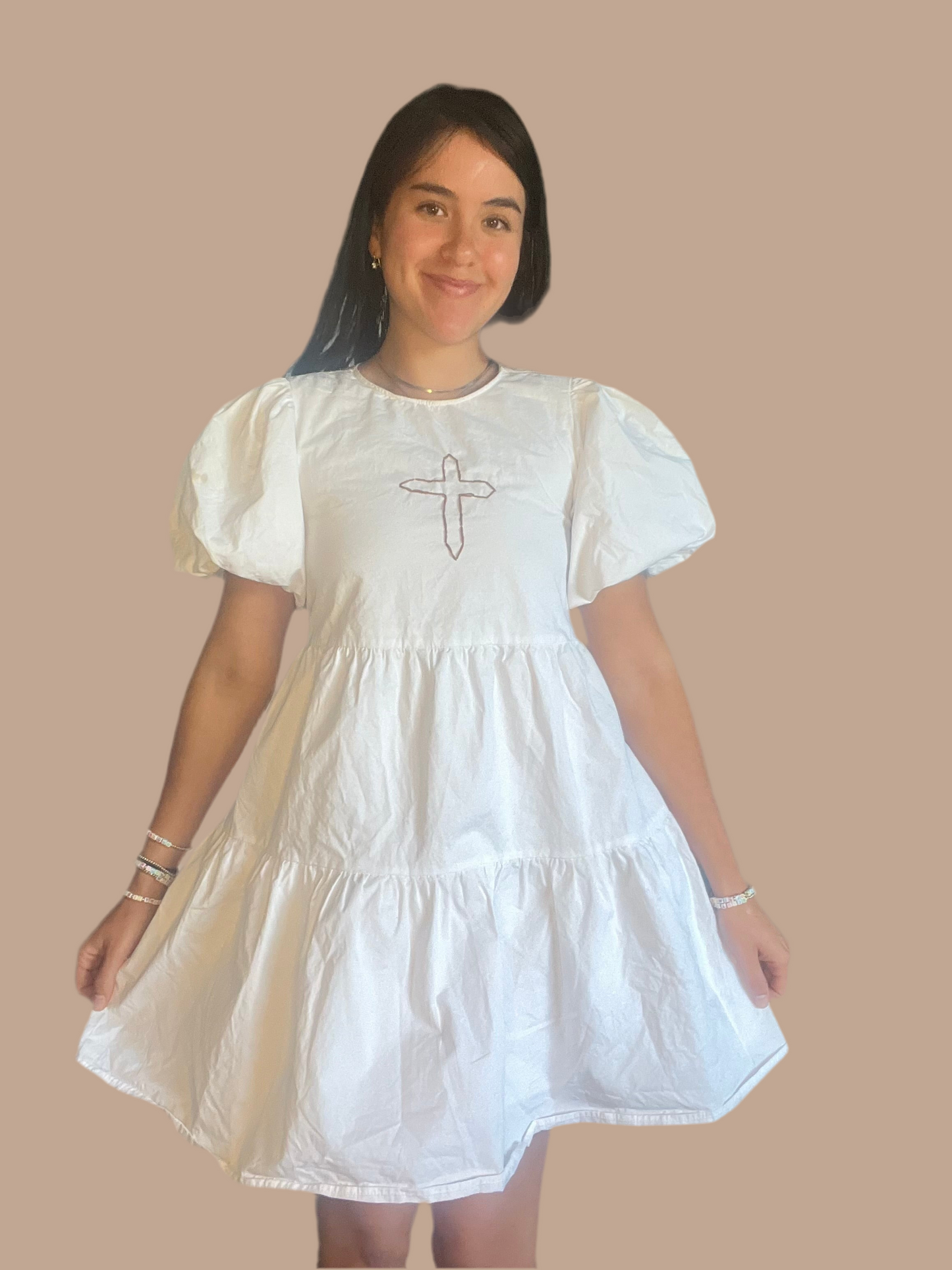 Gracefully Unveiled Puff Sleeve Dress