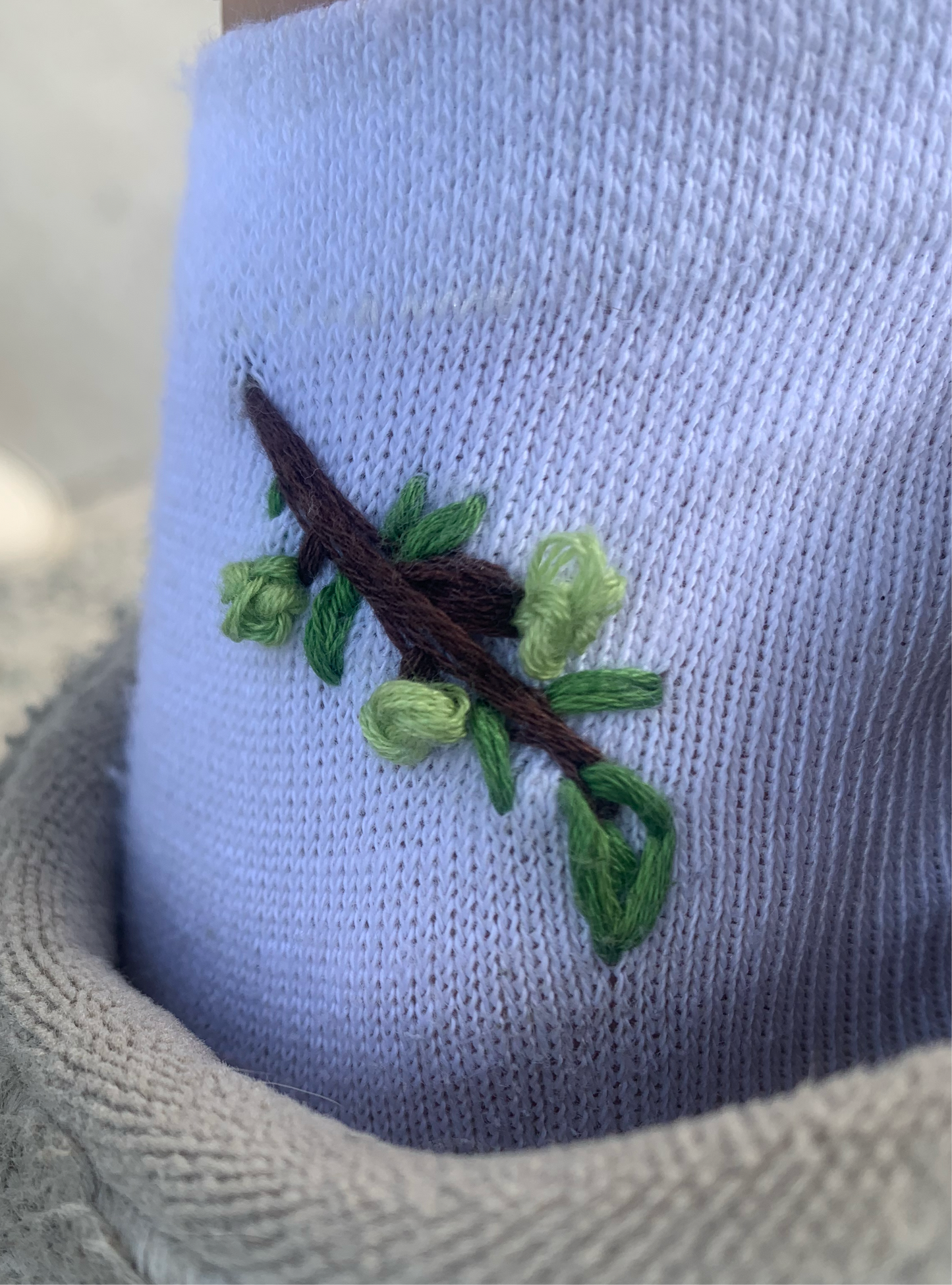 Hand Embroidered Olive Branch Socks