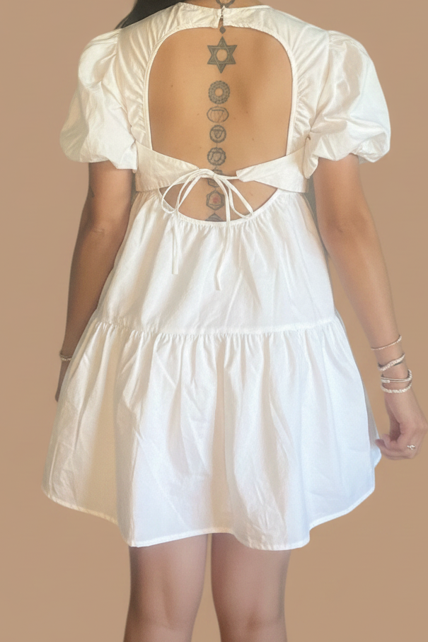 Gracefully Unveiled Puff Sleeve Dress