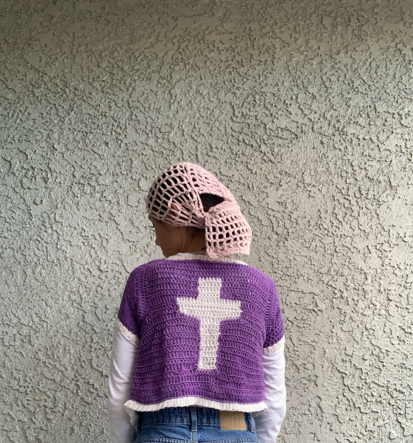 Matthew 16:24 Crochet Short Sleeve Cardigan