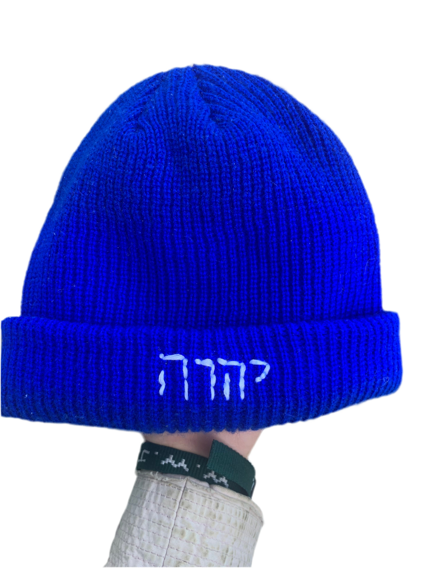 Hand Embroidered יהרה Cotton Beanie