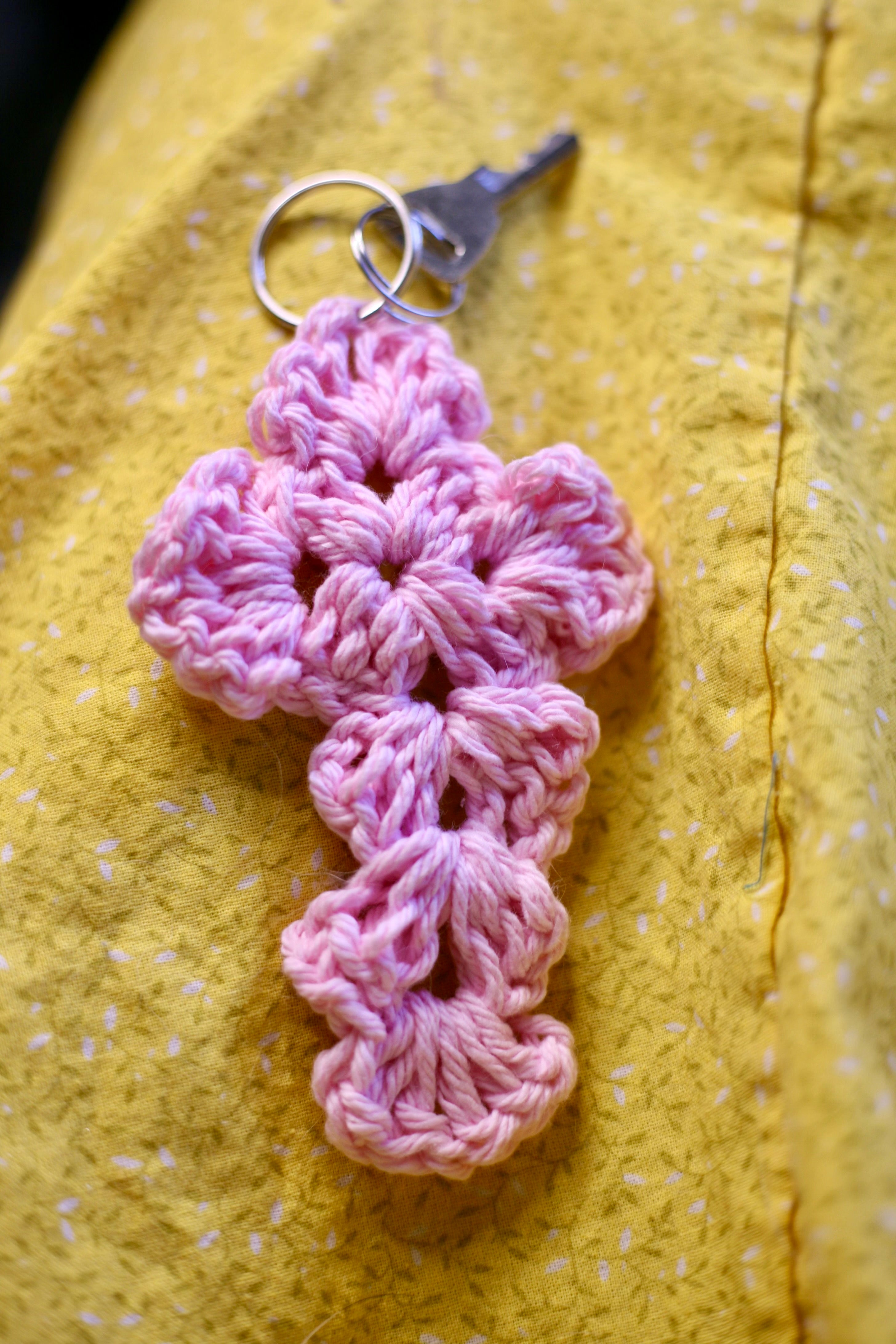 Crochet Cross Key Chain – Faithful Emet