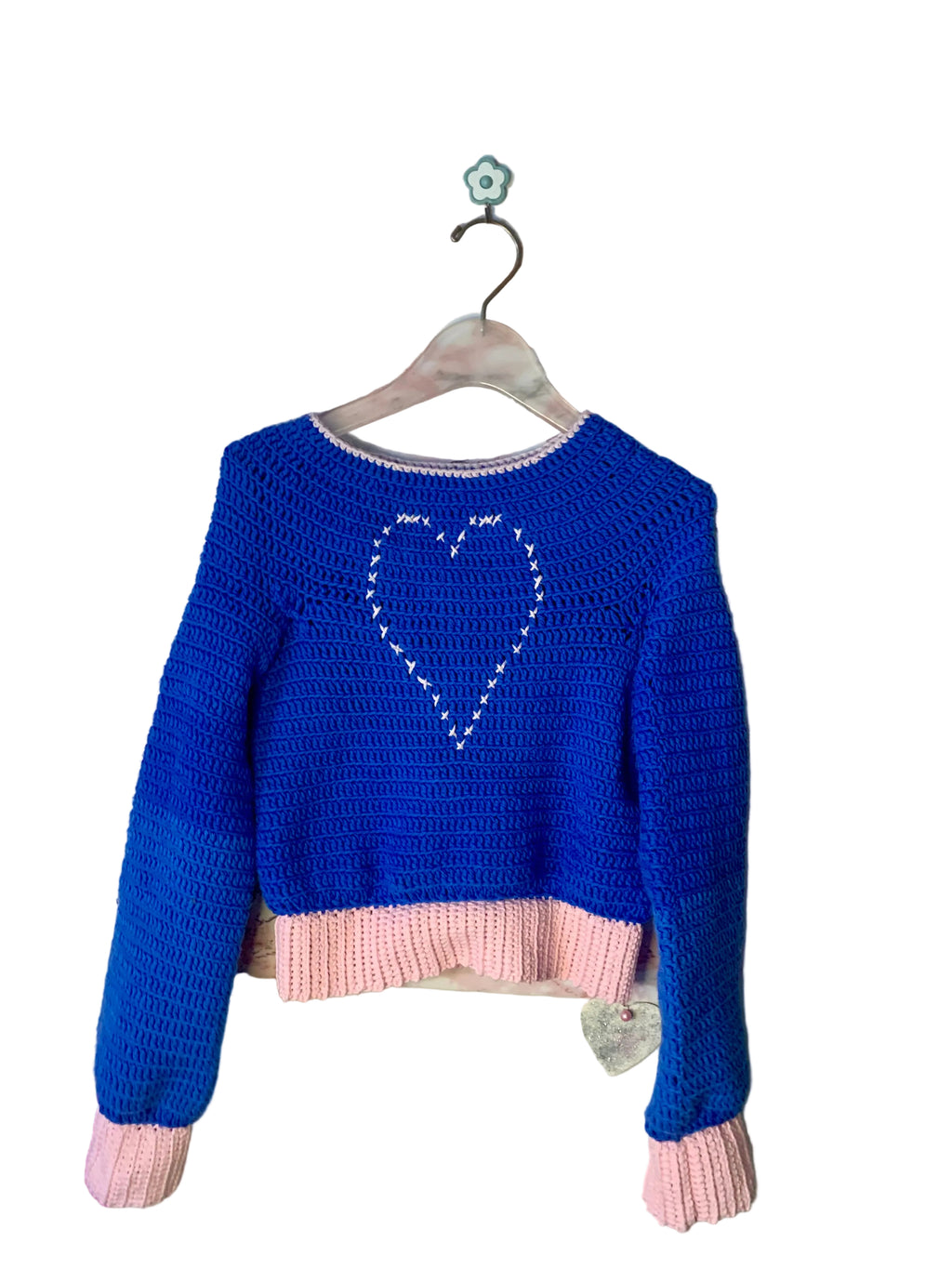 Maglione con polsini a coste all'uncinetto Shema