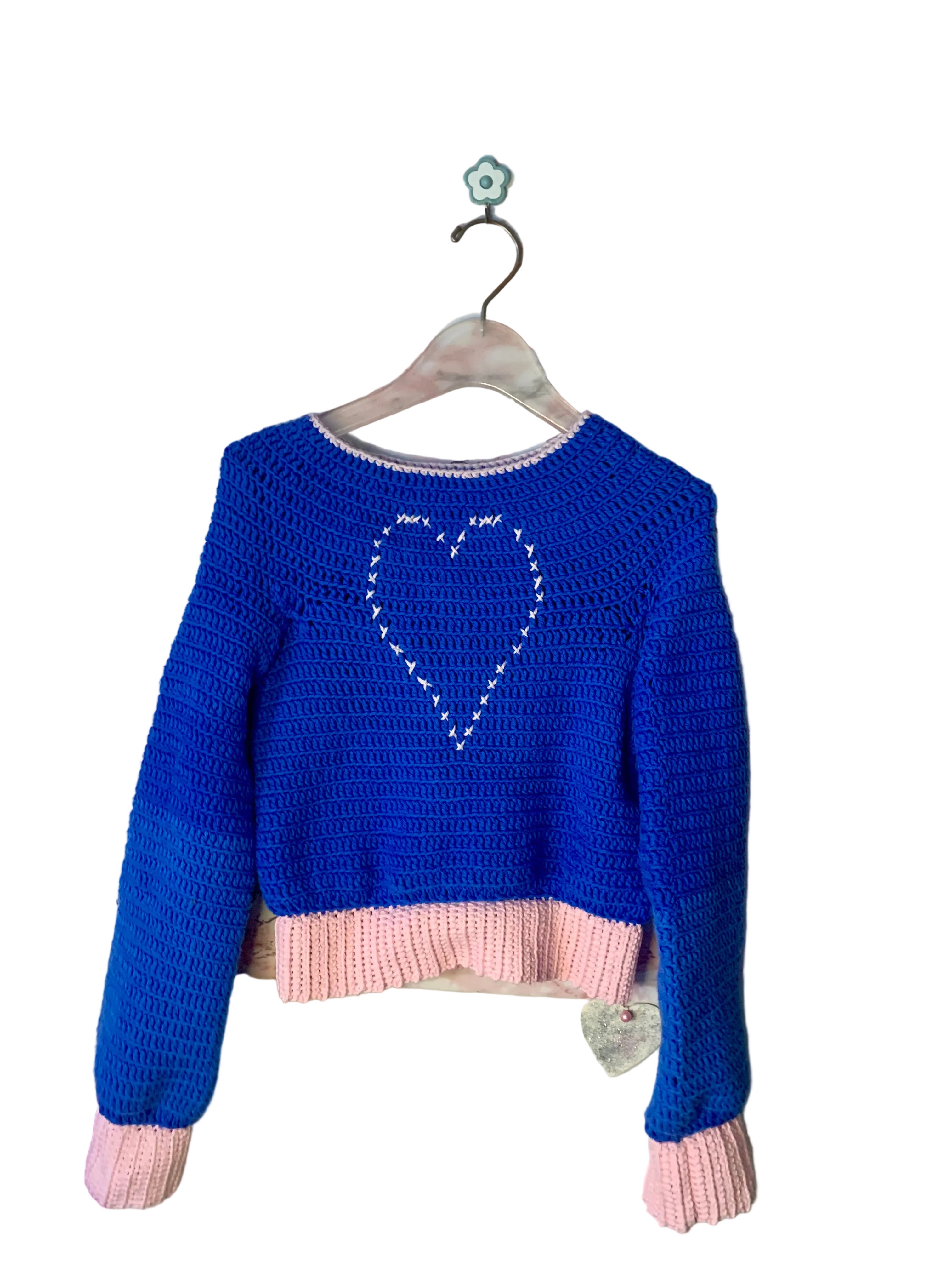 Maglione con polsini a coste all'uncinetto Shema