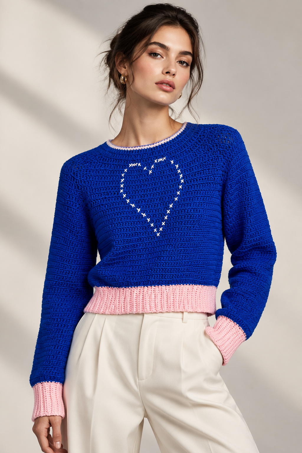 The Shema Crochet Ribbed Cuff Sweater