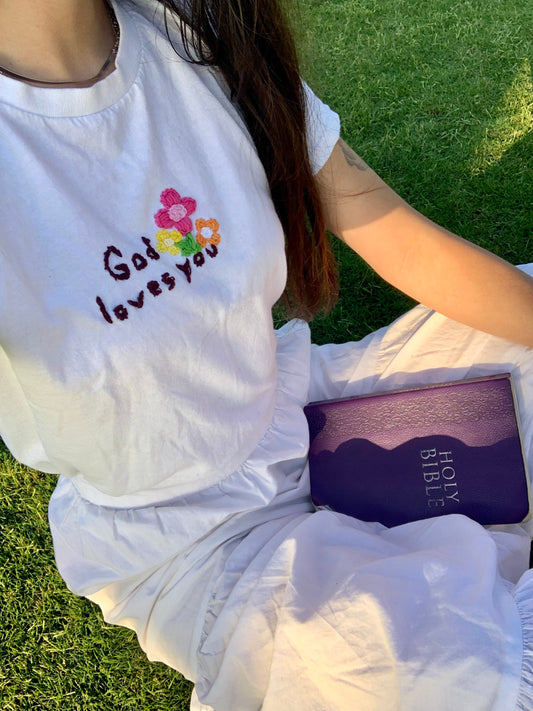 God loves you Embroidered Tee