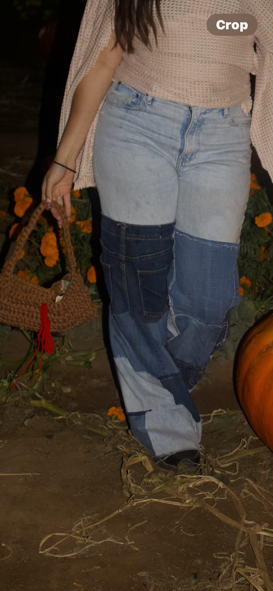 “Torn but Restored”patched Jeans