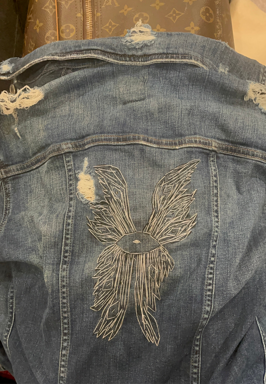Hand Embroidered Angel Denim Jacket
