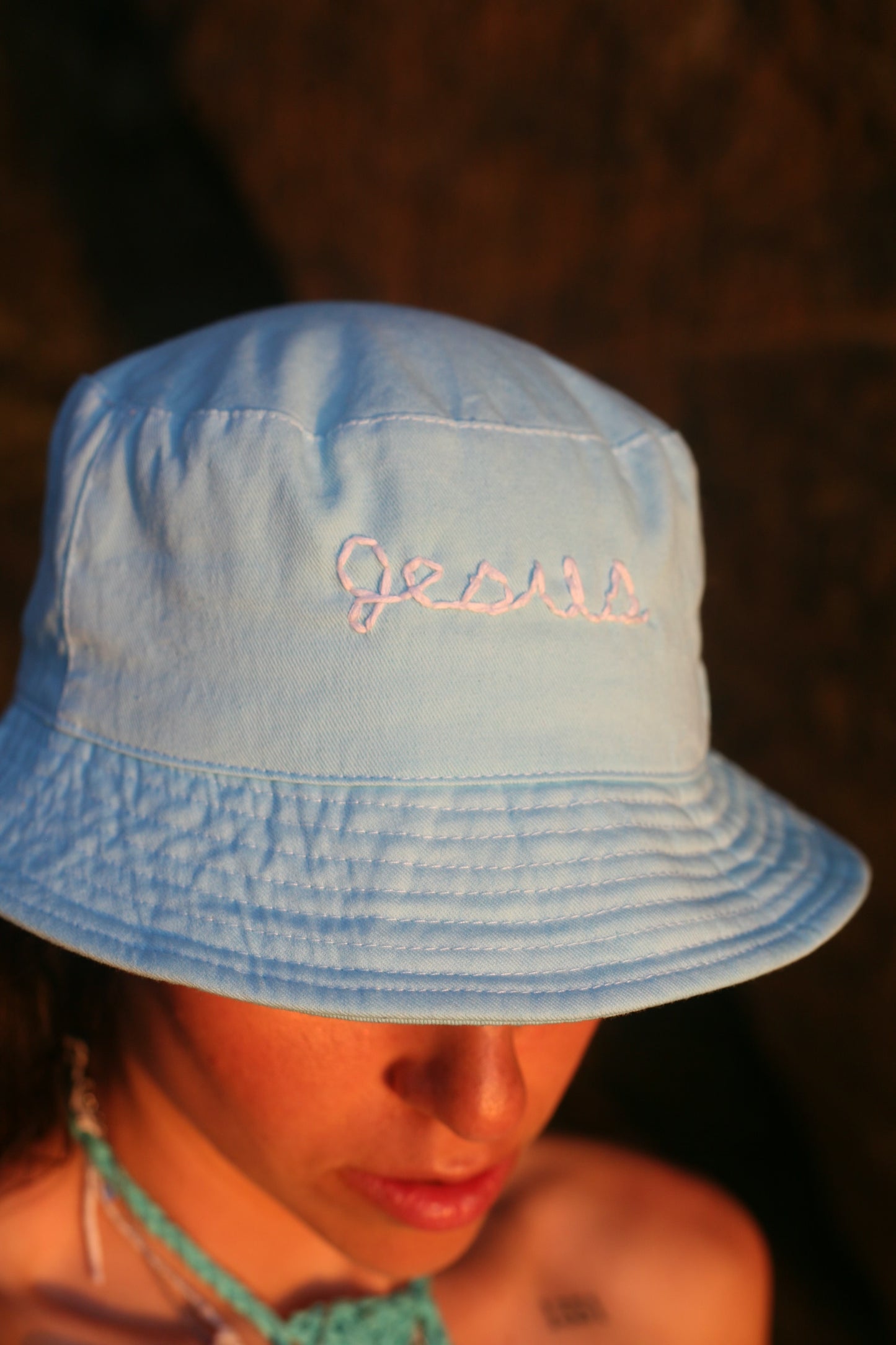 Hand Embroidered Jesus Bucket Hat