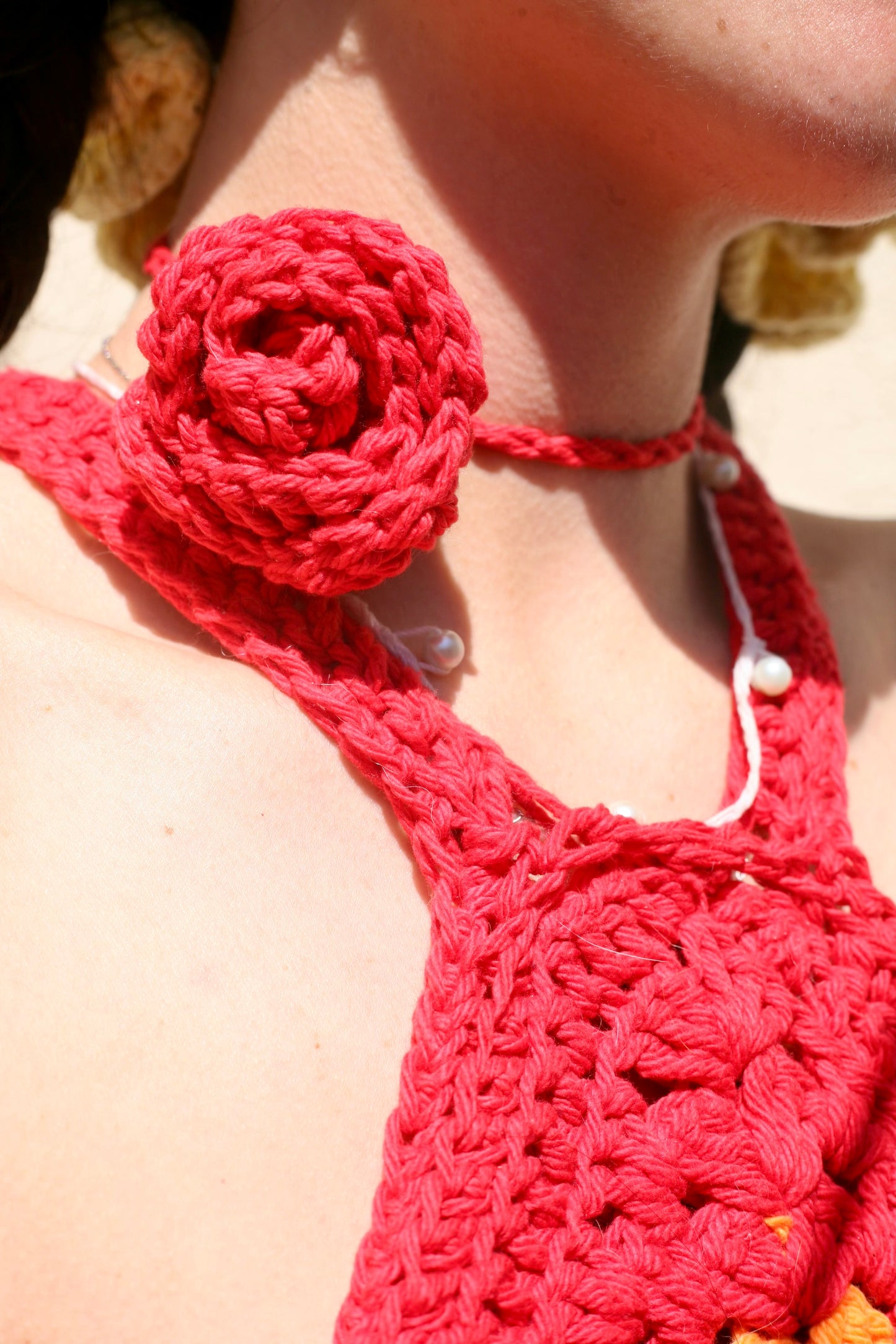 Crochet Rose Necklace