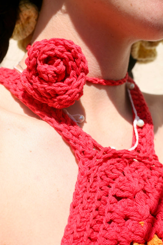 Crochet Rose Necklace