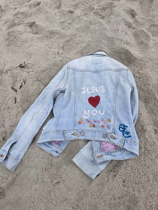 Jesus Loves you Denim Jacket - Woman’s