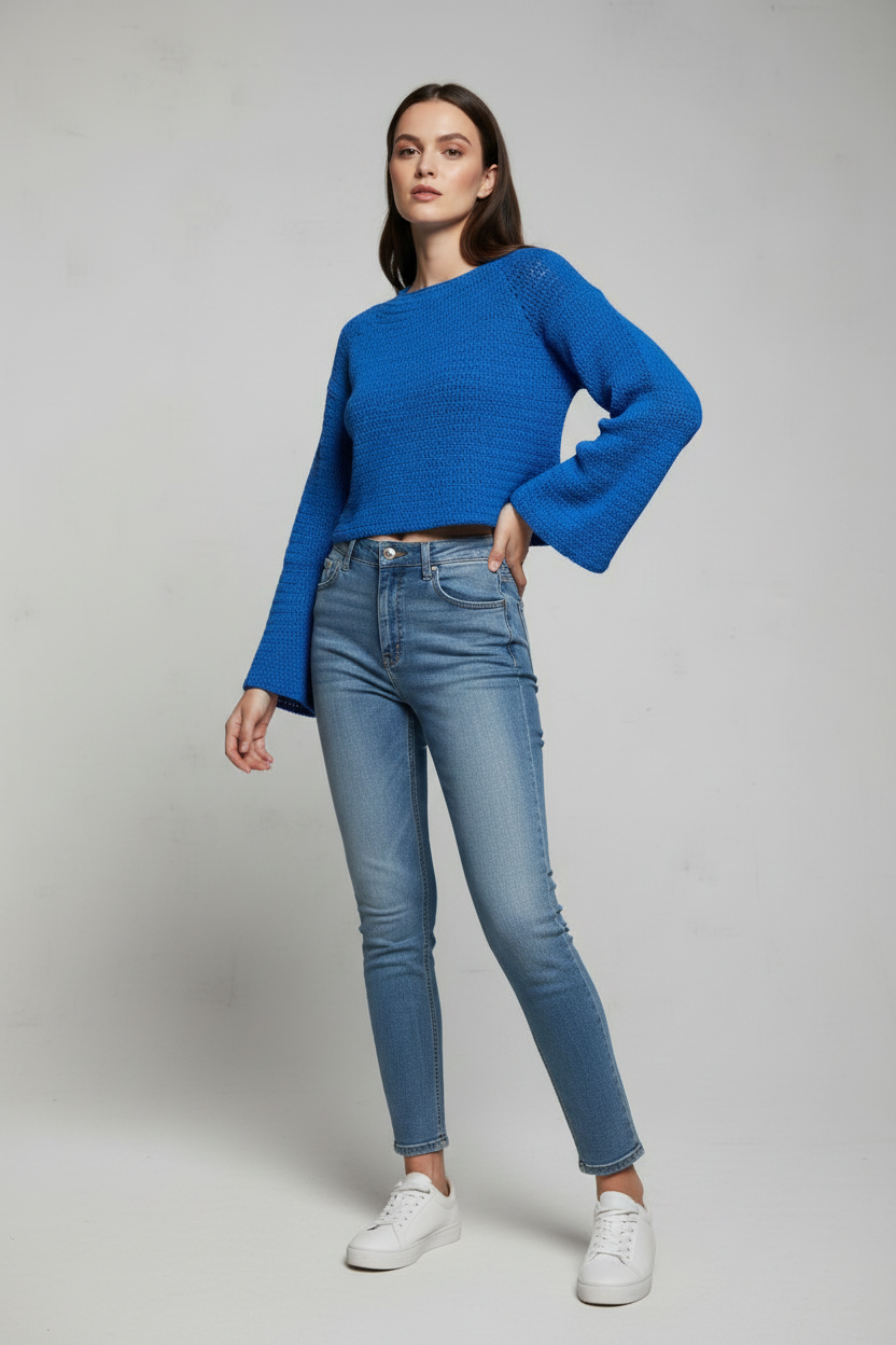 Psalm 146:6 Crochet Oversized Sleeve Sweater