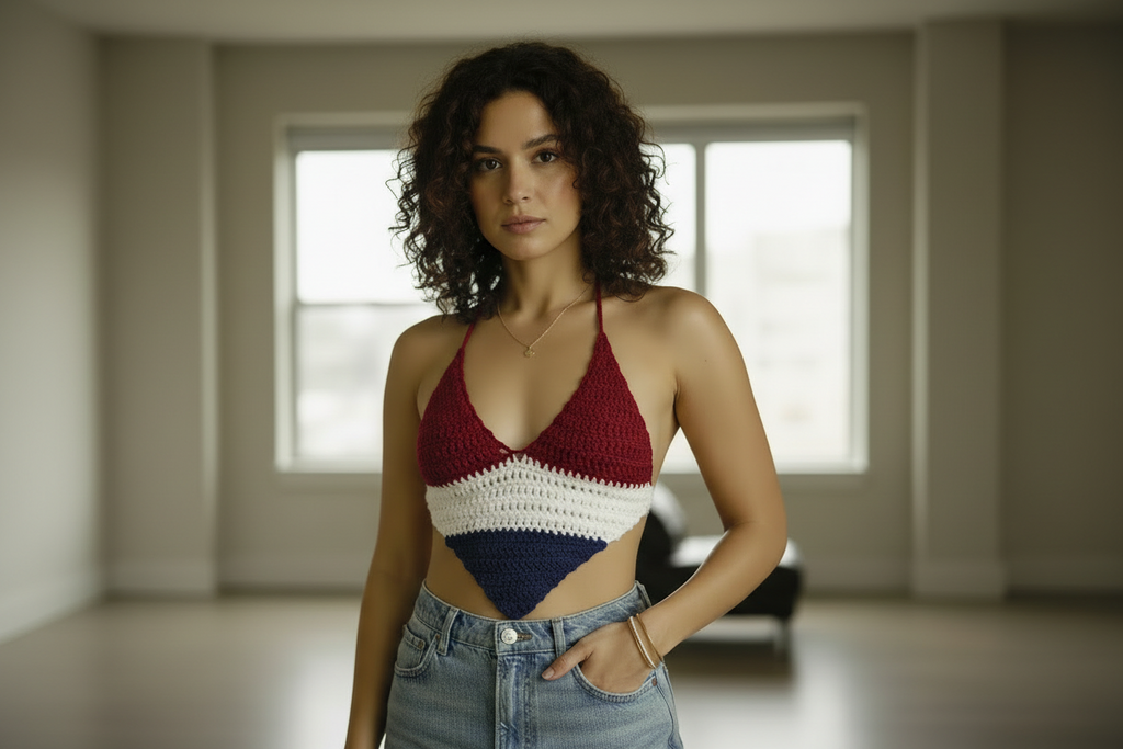 USA Crochet Halter Top