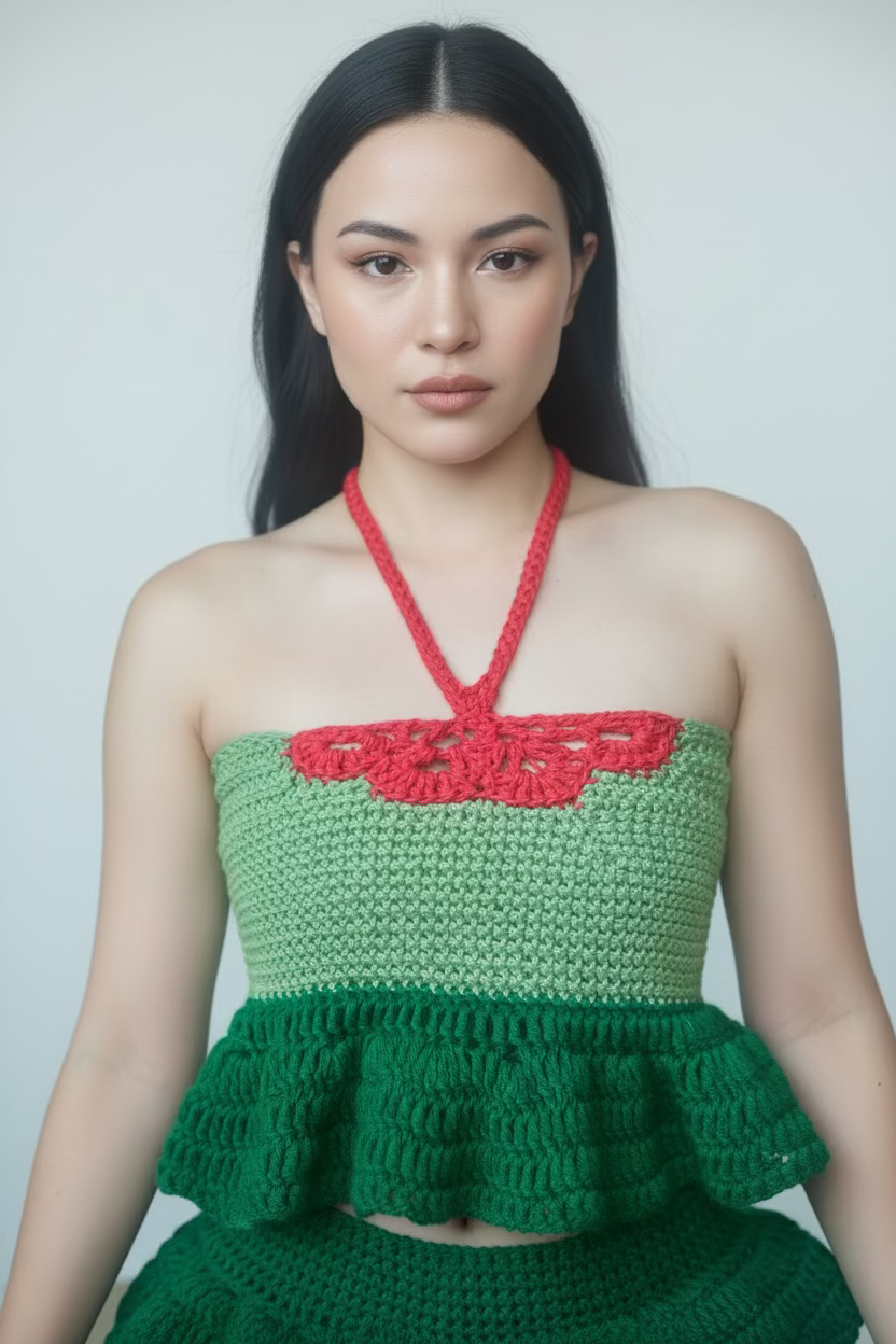 Crochet Butterfly Halter Babydoll Top - Woman’s