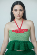 Crochet Butterfly Halter Babydoll Top - Woman’s