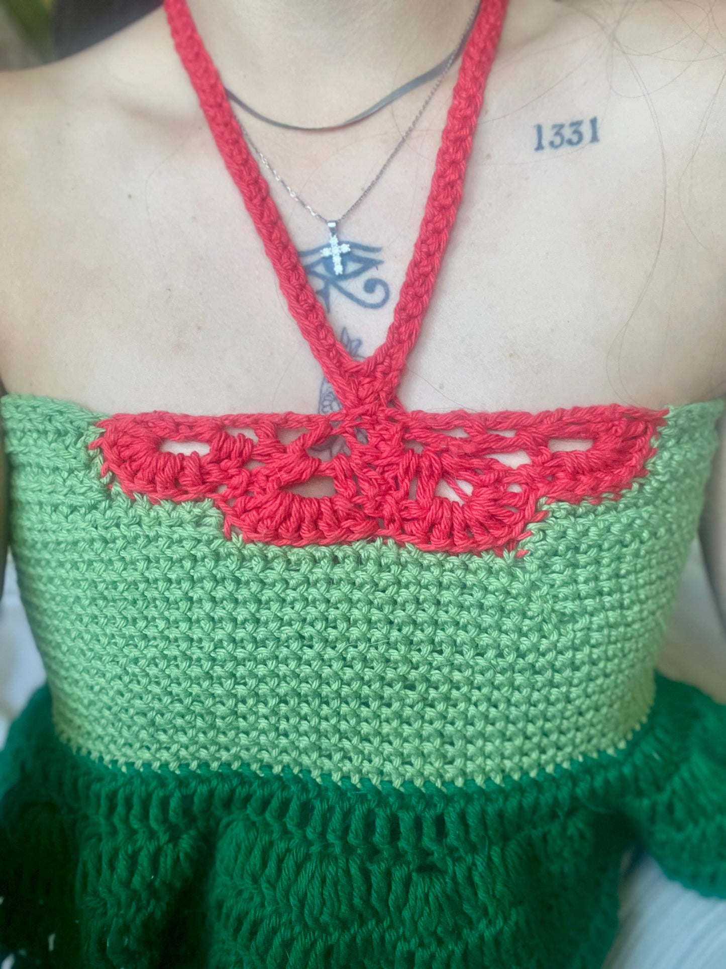 Crochet Butterfly Halter Babydoll Top - Woman’s