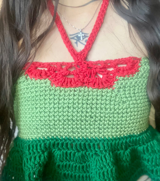 Crochet Butterfly Halter Babydoll Top - Woman’s