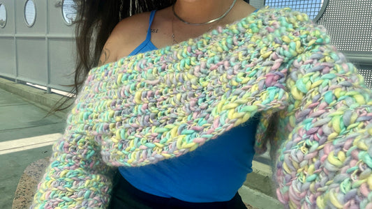 Noah’s Covenant Wool Rainbow Oversized Cropped Sweater