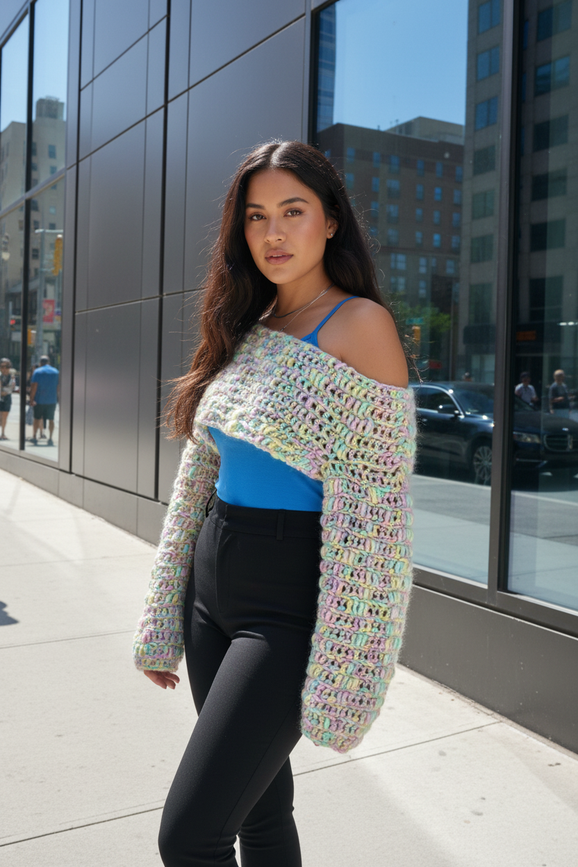 Noah’s Covenant Wool Rainbow Oversized Cropped Sweater