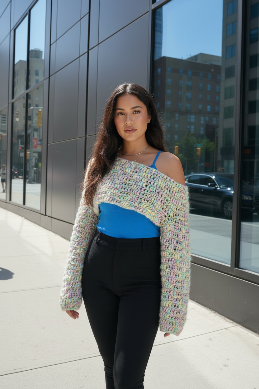Noah’s Covenant Wool Rainbow Oversized Cropped Sweater