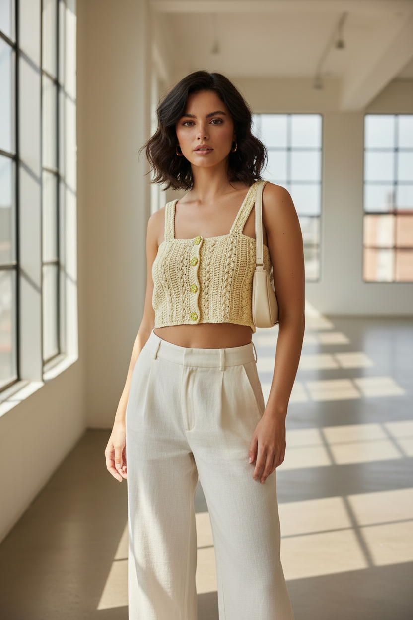 The Harvest Crochet Buttoned Top - Woman’s