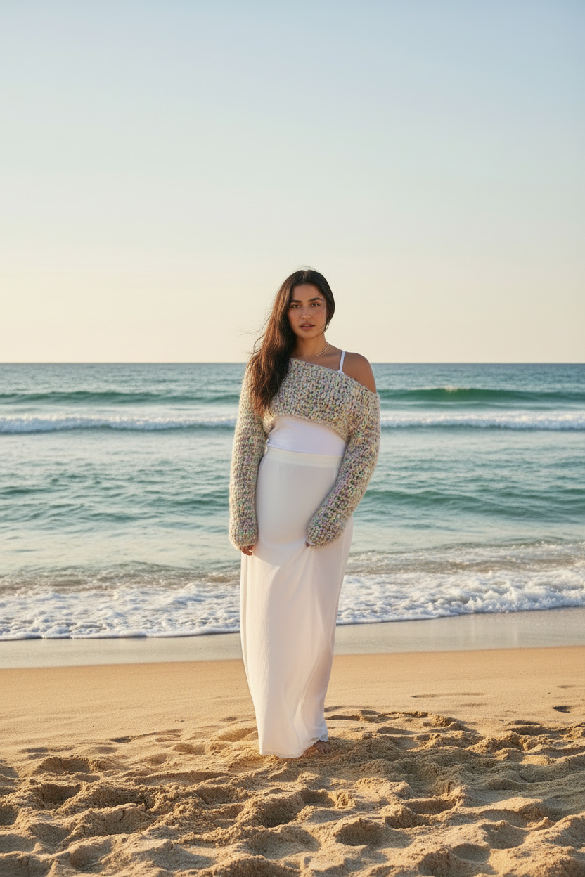 Noah’s Covenant Wool Rainbow Oversized Cropped Sweater